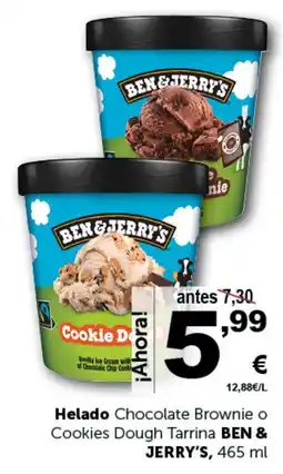 Masymas BEN & JERRY'S Helado Chocolate Brownie o Cookies Dough Tarrina oferta