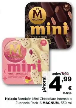 Masymas MAGNUM Helado Bombón Mini Chocolate Intenso o Euphoria Pack-6 oferta