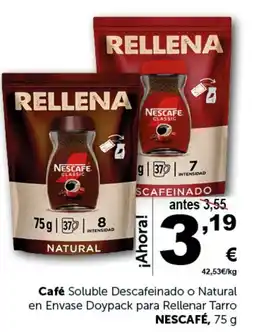 Masymas NESCAFÉ Café Soluble Descafeinado o Natural en Envase Doypack para Rellenar Tarro oferta