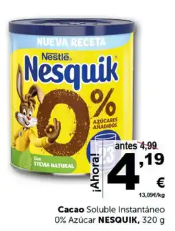Masymas NESQUIK Cacao Soluble Instantáneo 0% Azúcar oferta
