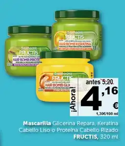 Masymas FRUCTIS Mascarilla Glicerina Repara, Keratina Cabello Liso o Proteína Cabello Rizado oferta