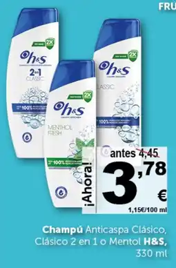 Masymas H&S Champú Anticaspa Clásico, Clásico 2 en 1 o Mentol oferta