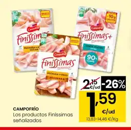 Eroski CAMPOFRÍO Los productos Finíssimas señalizados oferta