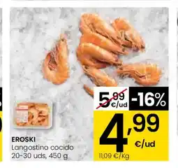 Eroski EROSKI Langostino cocido 20-30 uds oferta