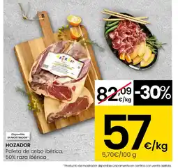 Eroski HOZADOR Paleta de cebo ibérica 50% raza ibérica oferta