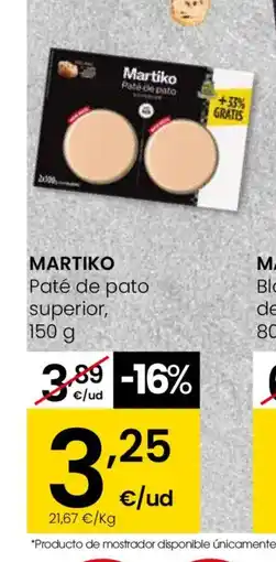 Eroski MARTIKO Paté de pato superior oferta