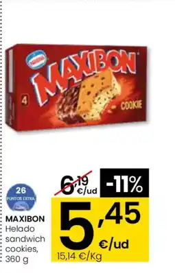 Eroski MAXIBON Helado sandwich cookies oferta