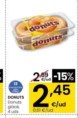 Eroski DONUTS Donuts glacé, 4 uds oferta