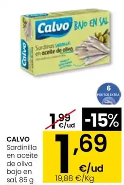 Eroski CALVO Sardinilla en aceite de oliva bajo en sal oferta