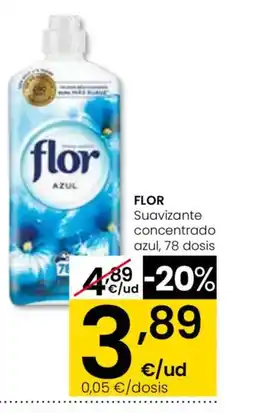Eroski FLOR Suavizante concentrado azul, 78 dosis oferta
