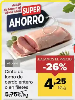Autoservicios Familia Cinta de lomo de cerdo entero o en filetes oferta