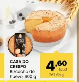 Autoservicios Familia CASA DO CRESPO Bizcocho de huevo oferta