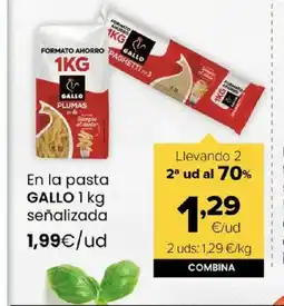 Autoservicios Familia GALLO En la pasta señalizada oferta