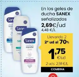 Autoservicios Familia SANEX En los geles de ducha señalizados oferta