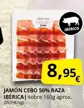 Supermercados MAS Jamón cebo 50% raza ibérica oferta