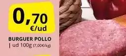 Supermercados MAS Burguer pollo oferta