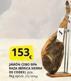 Supermercados MAS Jamón cebo 50% raza ibérica sierra de codex oferta