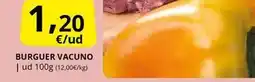 Supermercados MAS Burguer vacuno oferta