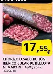 Supermercados MAS Bellota - chorizo o salchichon iberico cular de oferta