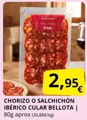 Supermercados MAS Bellota - chorizo o salchichon iberico cular oferta