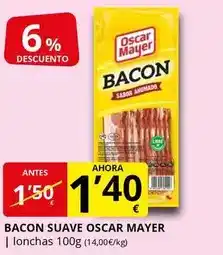 Supermercados MAS Oscar mayer - bacon suave oferta