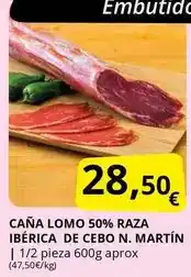 Supermercados MAS Caña lomo 50% raza ibérica de cebo n. martin oferta