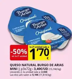 Supermercados MAS Burgo de arias - queso natural burgo de arias mini oferta