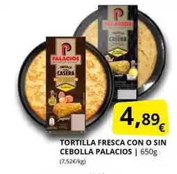 Supermercados MAS Palacios - tortilla fresca con o sin cebolla oferta