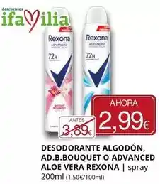 Supermercados MAS Rexona - desodorante algodon ad.b. bouquet o advanced aloe vera oferta