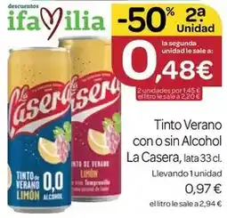 Supermercados El Jamón La casera - tinto con o sin alcohol oferta