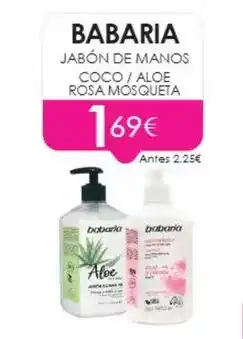 Muchas Perfumerías Babaria - jabón de manos coco/ aloe rosa mosqueta oferta