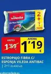 Supermercados MAS Vileda - estropajo fibra c/ esponja antibac oferta