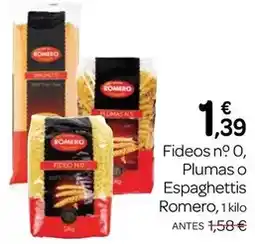 Supermercados El Jamón El romero - fideos n. o, plumas o espaghettis oferta