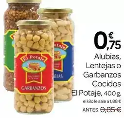 Supermercados El Jamón Alubias, lentejas o garbanzos cocidos oferta