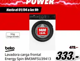 MediaMarkt Beko - lavadora carga frontal energy spin bm3wfsu39413 oferta