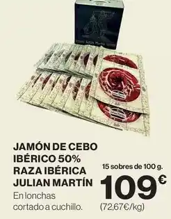Hipercor Julian martín - jamón de cebo ibérico 50% raza ibérica oferta