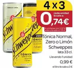 Supermercados El Jamón Schweppes - tonica normal, zero o limon oferta