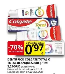 Supermercados MAS Colgate - dentífrico total o total blanqueador oferta