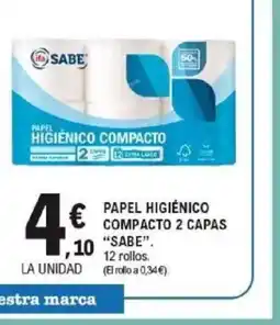 E.Leclerc SABE Papel higiénico compacto 2 capas oferta