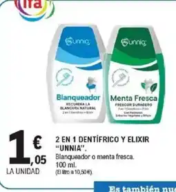 E.Leclerc UNNIA 2 en 1 dentifrico y elixir oferta