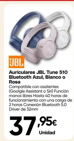 Hiper FROIZ JBL Auriculares Tune 510 Bluetooth Azul, Blanco o Rosa oferta