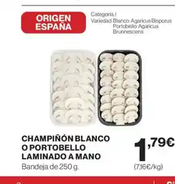 El Corte Inglés Champiñón blanco o portobello laminado a mano oferta