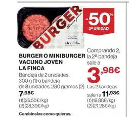El Corte Inglés LA FINCA Burger o miniburger vacuno joven oferta