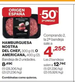El Corte Inglés Hamburguesa nostra del chef americana oferta