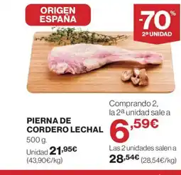 El Corte Inglés Pierna de cordero lechal oferta