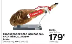 El Corte Inglés Productos de cebo ibéricos 50% raza ibérica japasur oferta
