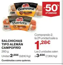 El Corte Inglés CAMPOFRÍO Salchichas tipo alemán oferta