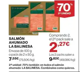 El Corte Inglés LA BALINESA Salmón ahumado oferta