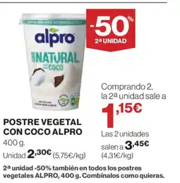 El Corte Inglés ALPRO Postre vegetal con coco oferta