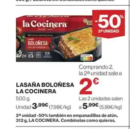 El Corte Inglés LA COCINERA Lasaña boloñesa oferta